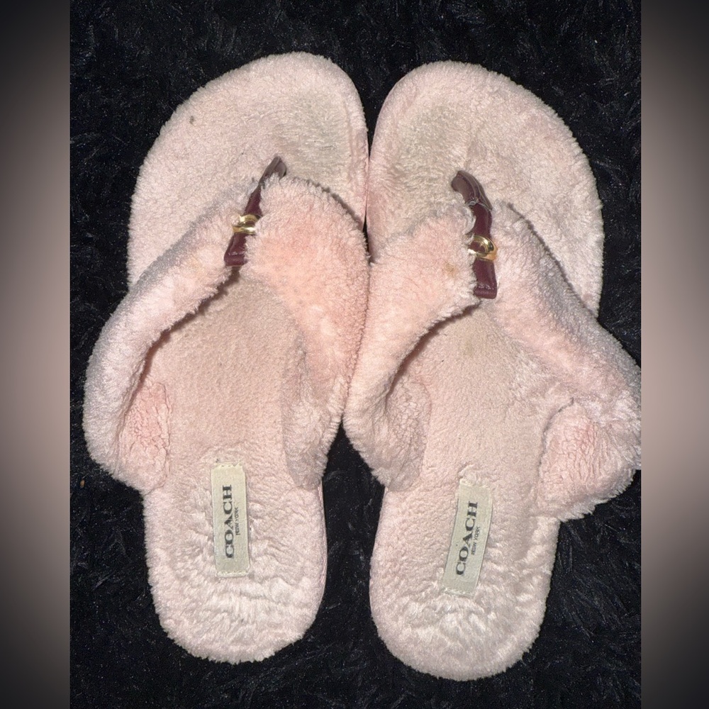 Hamilton Coach Blush Fuzzy flip flops